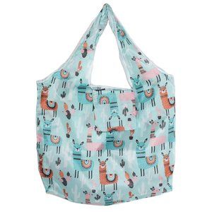 Foldable Compact Llama Print Reusable Grocery Tote Shopping Bag